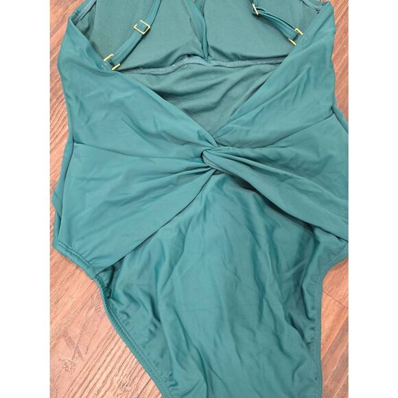 Bleu Rod Beattie Teal Twist Front One Piece Swimsuit Size 6 – Excellent Used - Picture 8 of 9